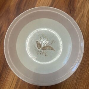 Vtg Cunningham & Pickett Vogue Cream and Brown Floral Ceramic Serving Bowl